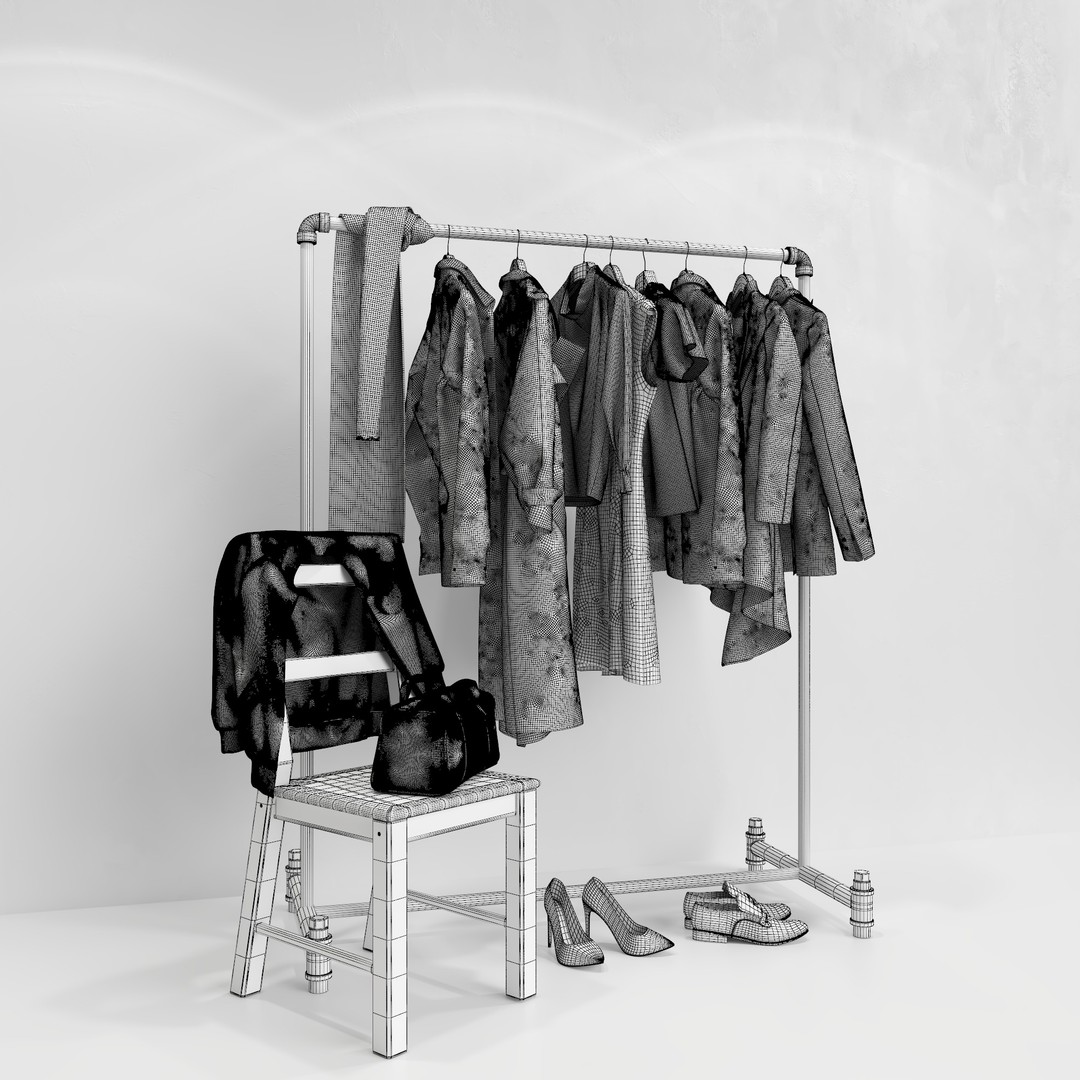 Wardrobe 3D Model – PBR Furniture Set, FBX, OBJ, Blender - View 19