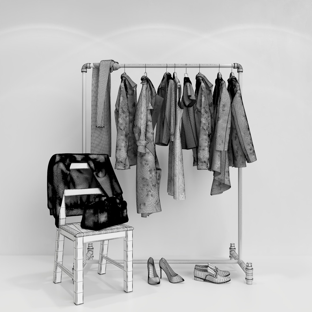 Wardrobe 3D Model – PBR Furniture Set, FBX, OBJ, Blender - View 21