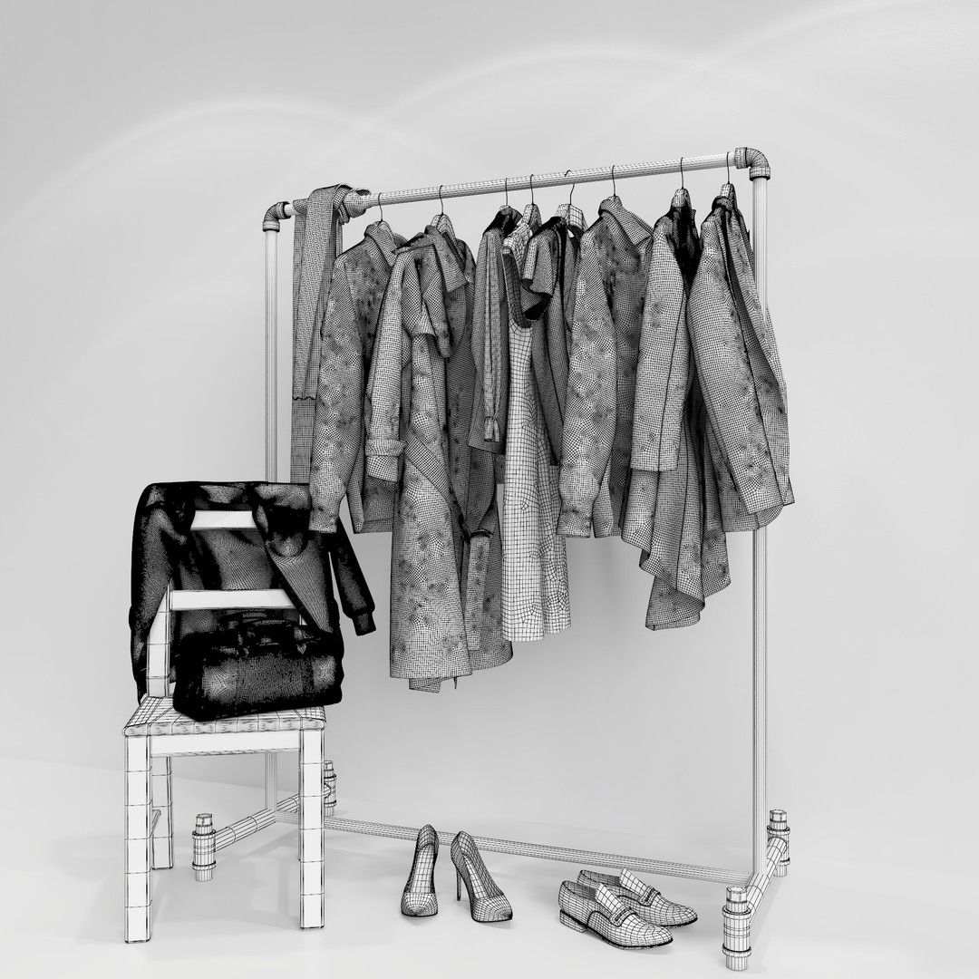 Wardrobe 3D Model – PBR Furniture Set, FBX, OBJ, Blender - View 22