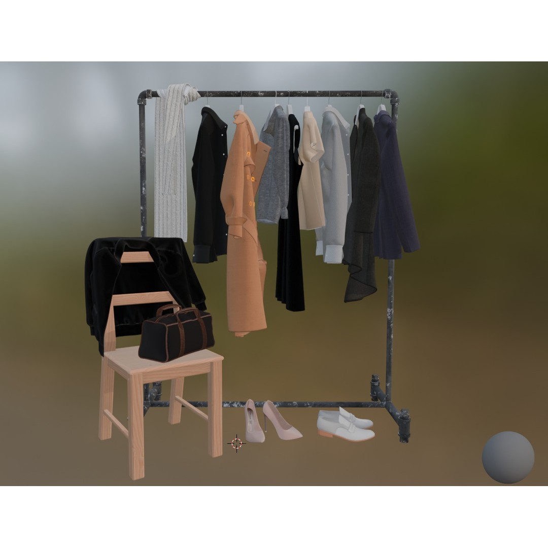 Wardrobe 3D Model – PBR Furniture Set, FBX, OBJ, Blender - View 3