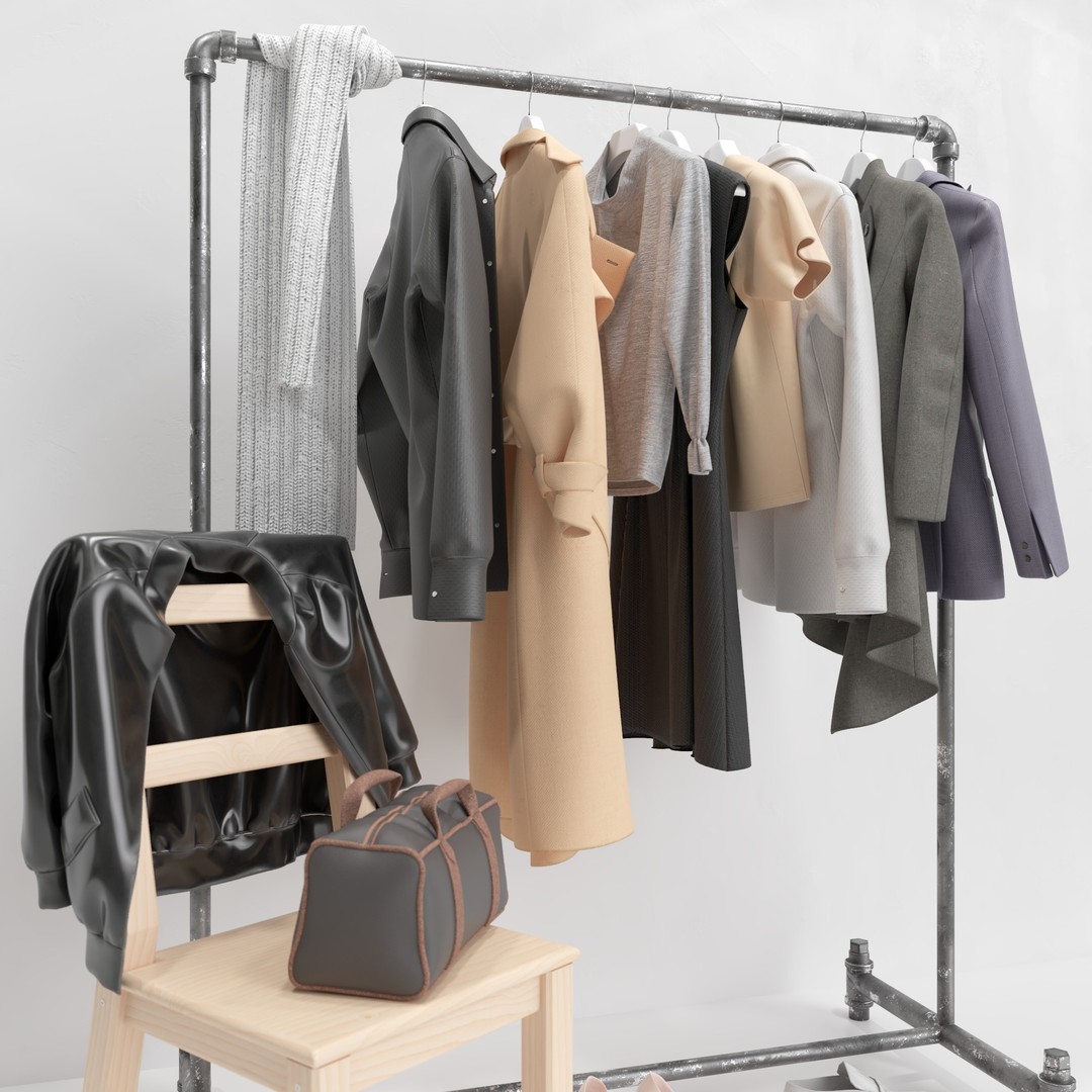 Wardrobe 3D Model – PBR Furniture Set, FBX, OBJ, Blender - View 6