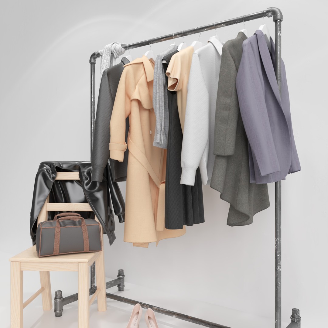 Wardrobe 3D Model – PBR Furniture Set, FBX, OBJ, Blender - View 7