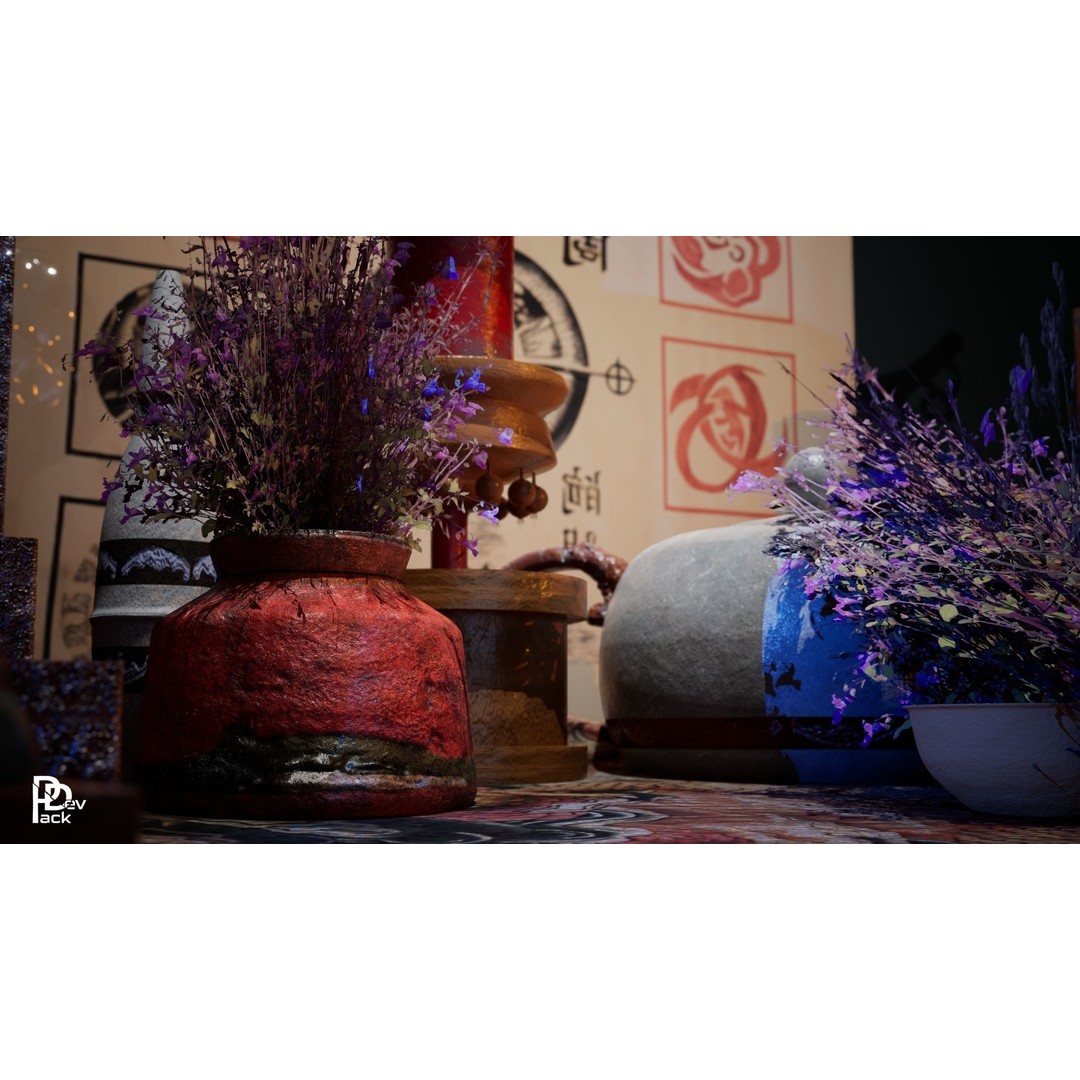 Chinese Prop Package 3D Model – Low Poly PBR Assets for Games - View 11