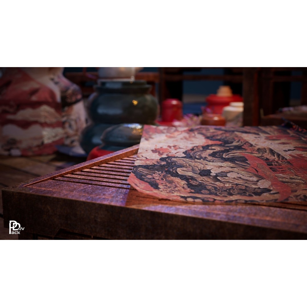 Chinese Prop Package 3D Model – Low Poly PBR Assets for Games - View 4