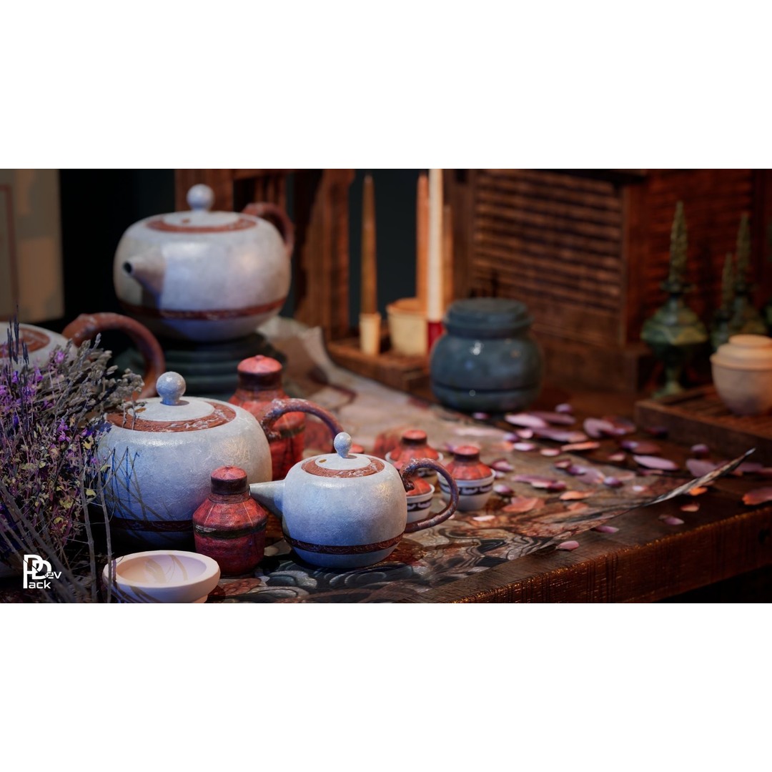 Chinese Prop Package 3D Model – Low Poly PBR Assets for Games - View 8