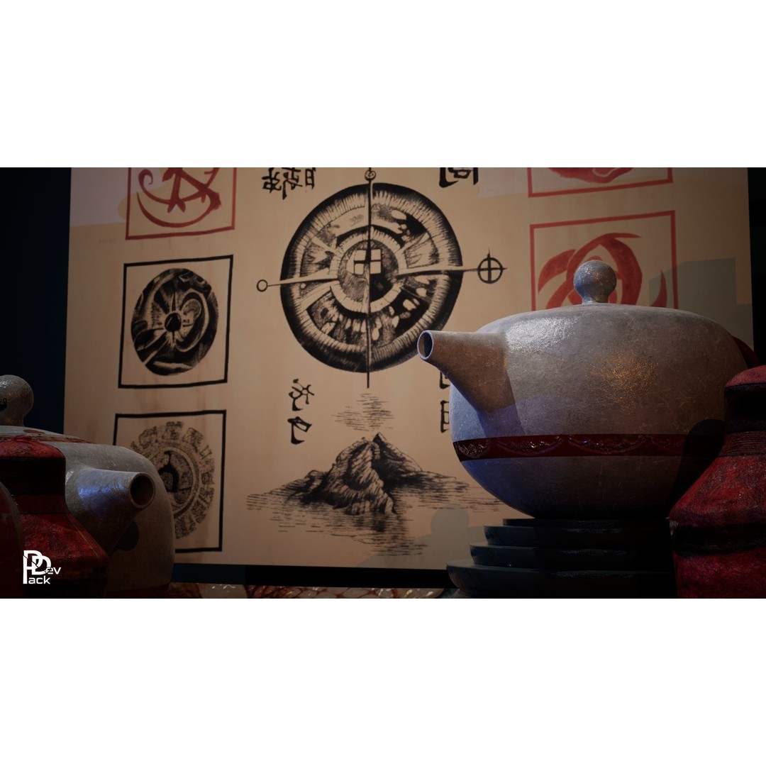 Chinese Prop Package 3D Model – Low Poly PBR Assets for Games - View 9