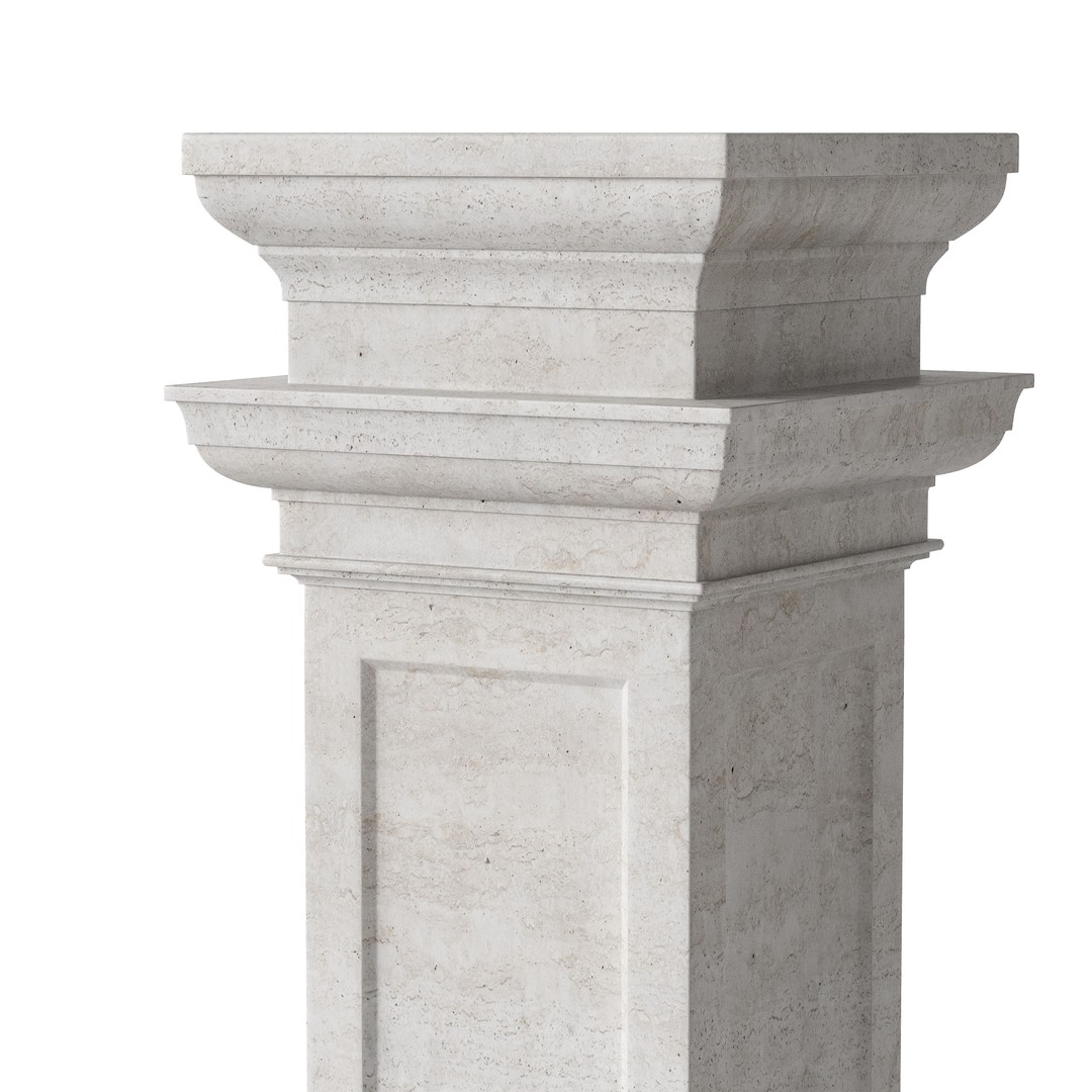 Marble Quintet Columns 3D Model – Classic Design, PBR Textures, FBX - View 4