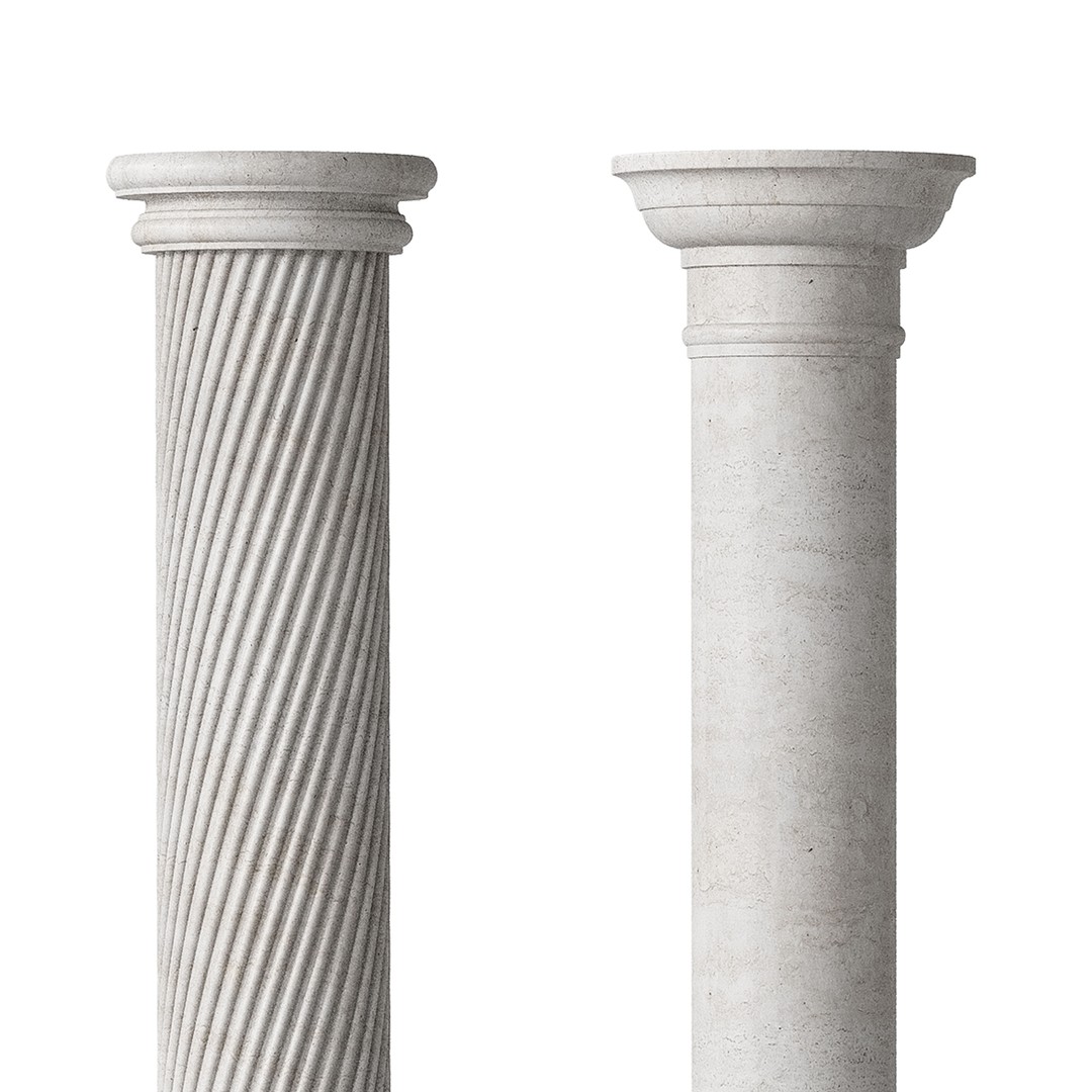 Marble Quintet Columns 3D Model – Classic Design, PBR Textures, FBX - View 6