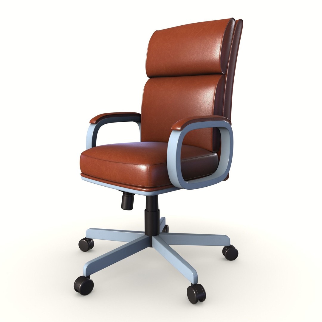 Executive Office Chair 3D Model – Low Poly Game Asset, PBR, FBX - View 4
