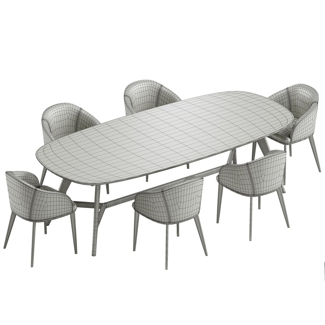 Dining Set 3D Model – Modern Furniture Set with PBR Textures, FBX