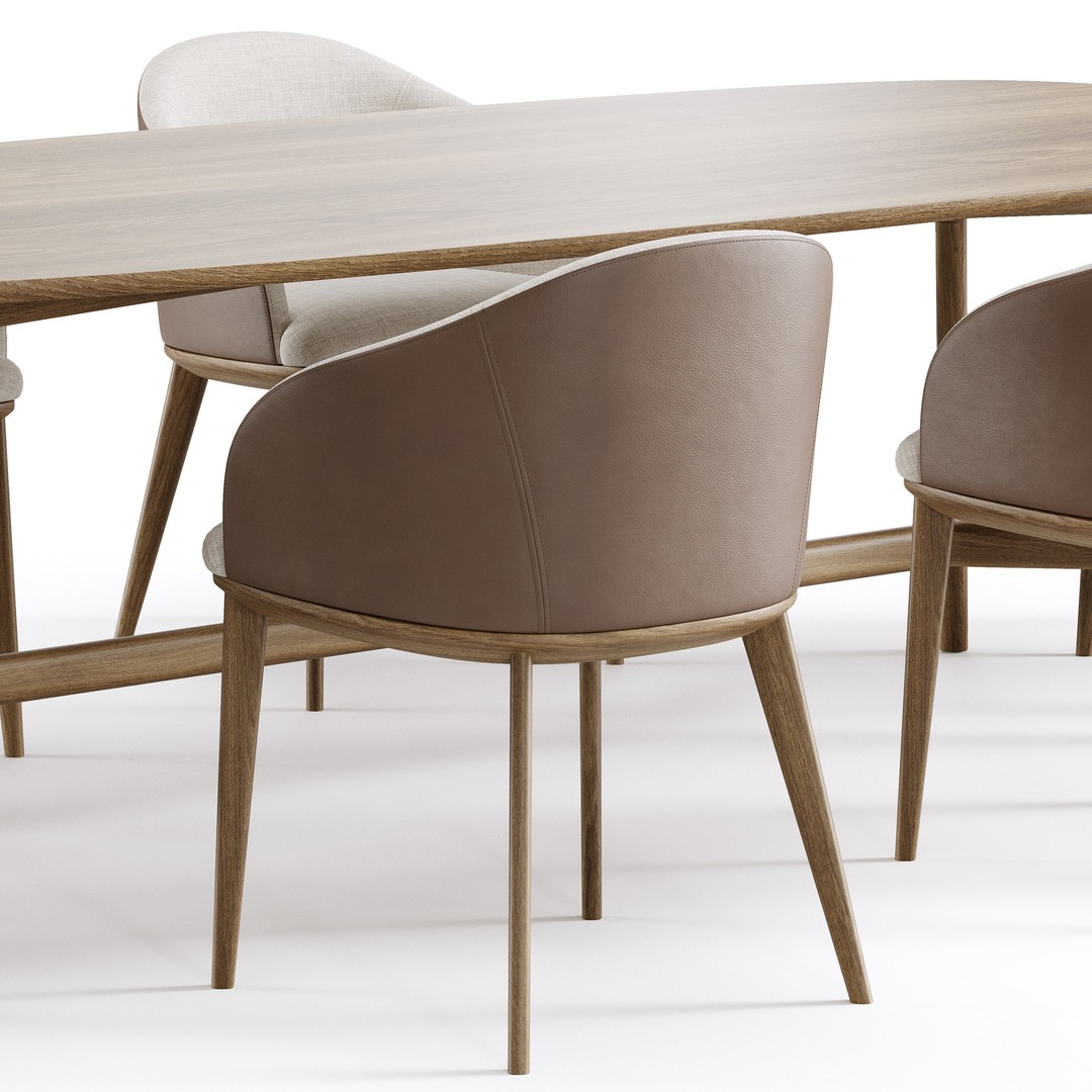 Dining Set 3D Model – Modern Furniture Set with PBR Textures, FBX - View 4