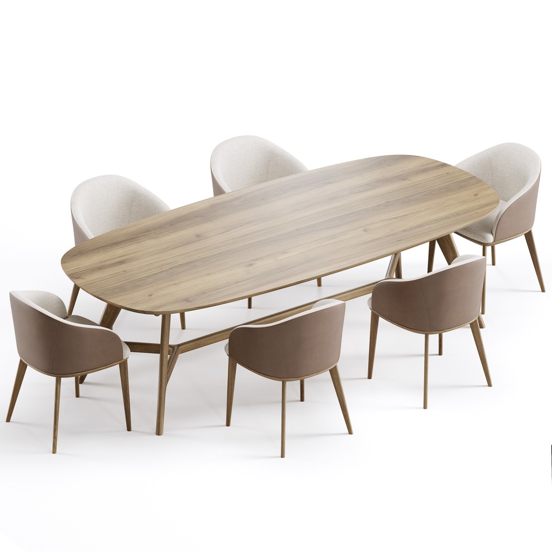 Dining Set 3D Model – Modern Furniture Set with PBR Textures, FBX - View 5
