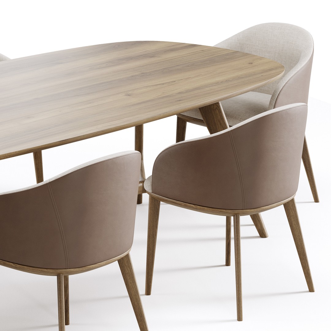 Dining Set 3D Model – Modern Furniture Set with PBR Textures, FBX - View 6