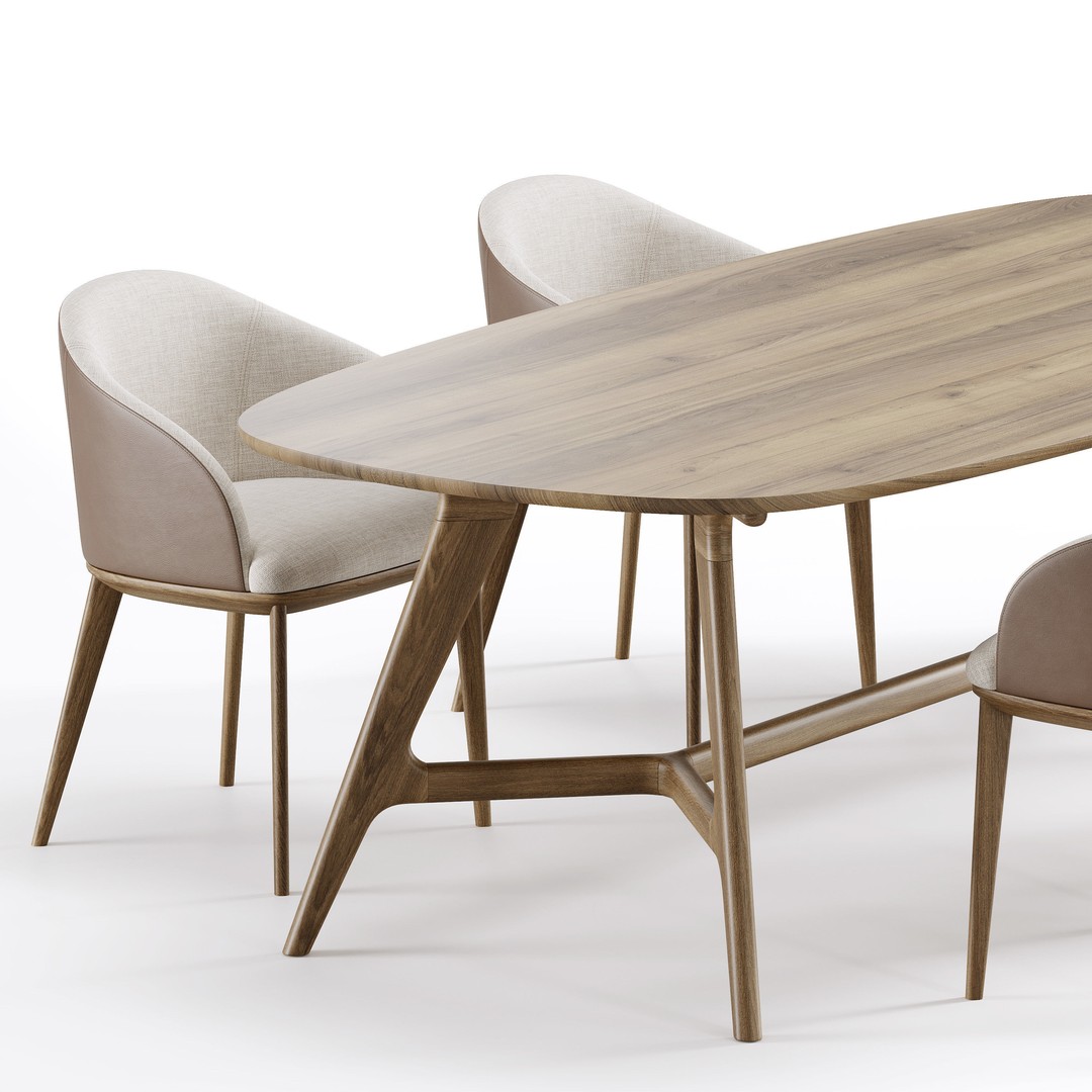 Dining Set 3D Model – Modern Furniture Set with PBR Textures, FBX - View 7