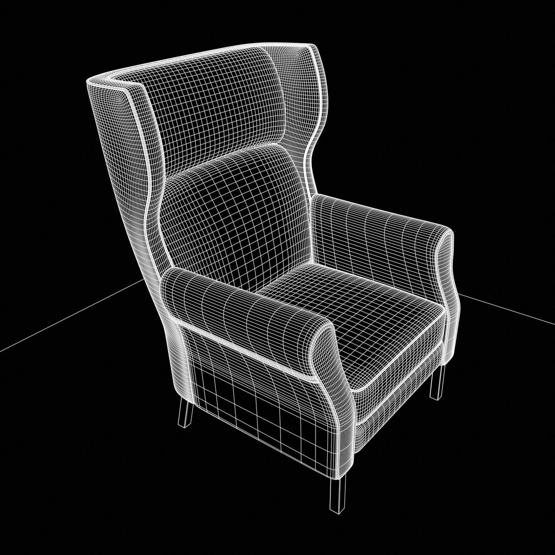 Wingback Chair 3D Model – Low Poly Industrial Design, PBR, Blender