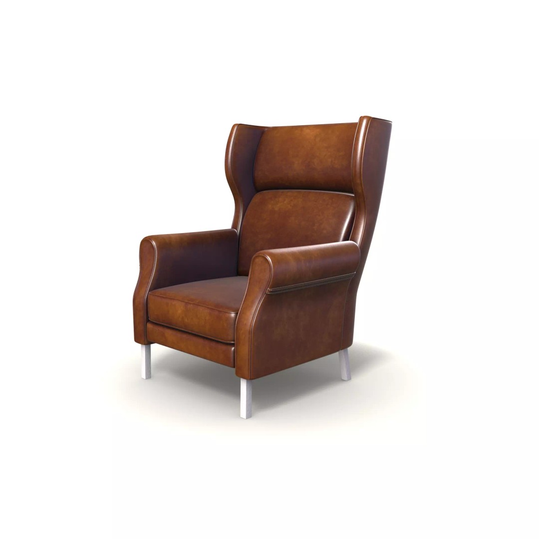 Wingback Chair 3D Model – Low Poly Industrial Design, PBR, Blender - View 2