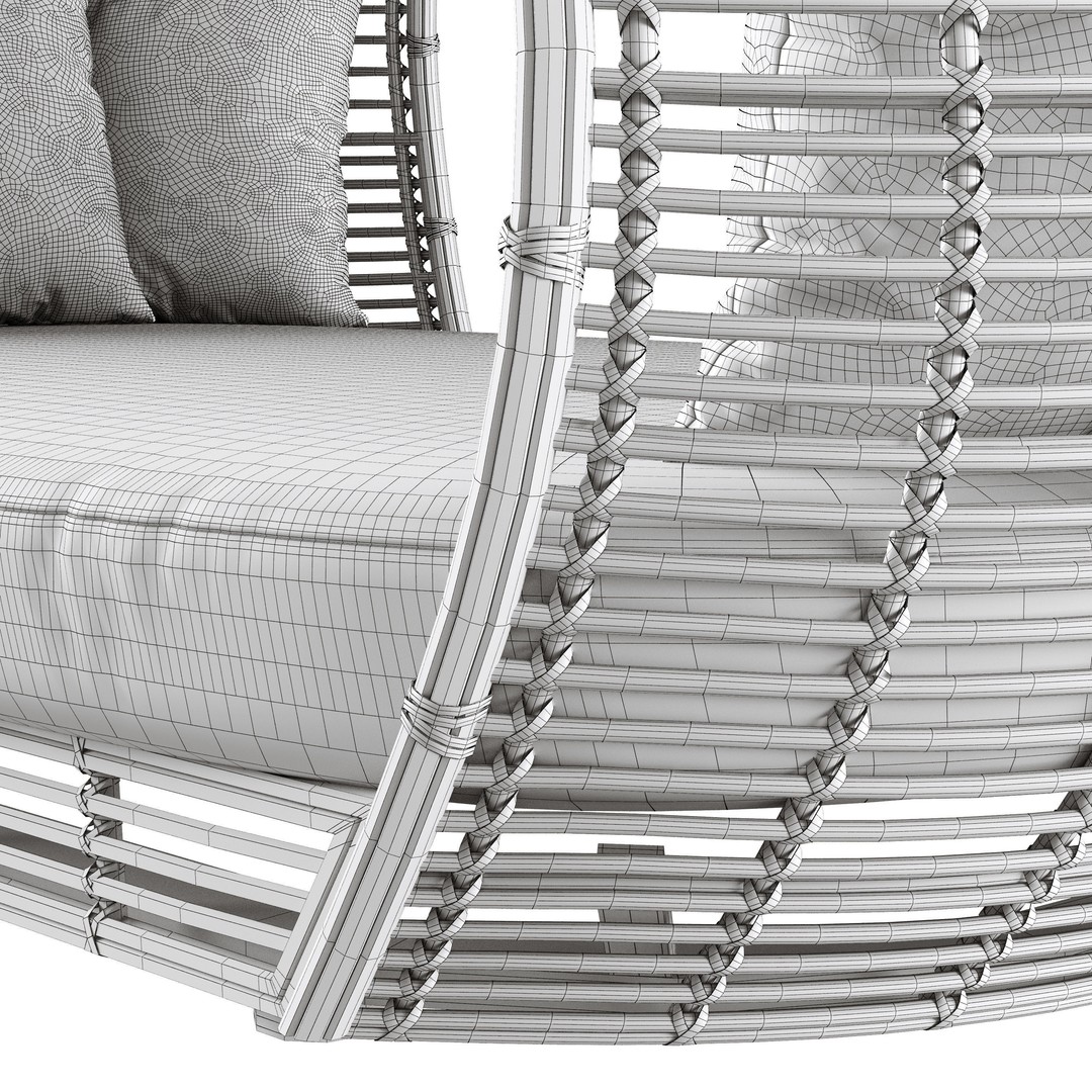 Amber Daybed 3D Model – Outdoor Rattan Lounge Furniture, FBX