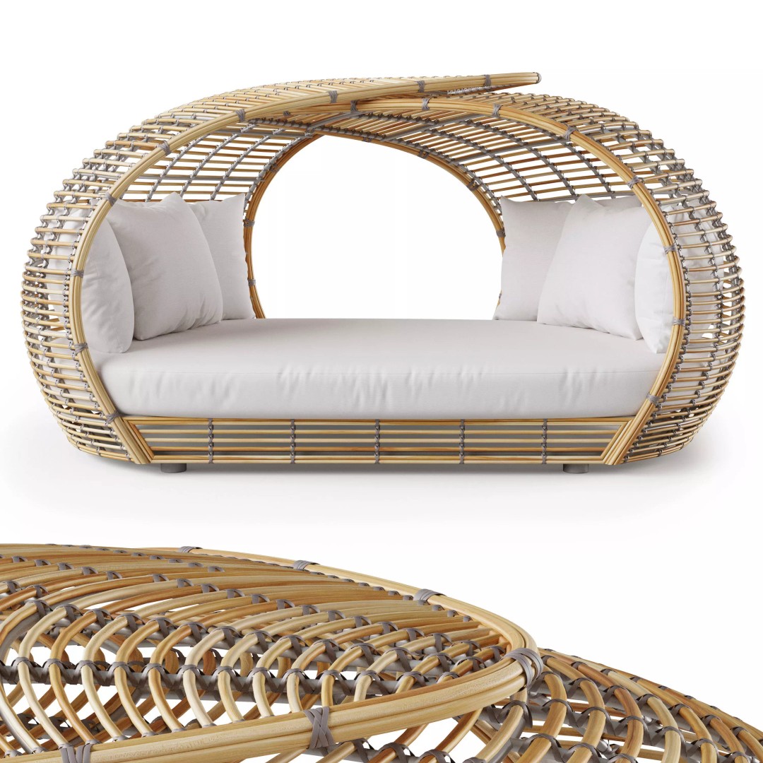 Amber Daybed 3D Model – Outdoor Rattan Lounge Furniture, FBX - View 2
