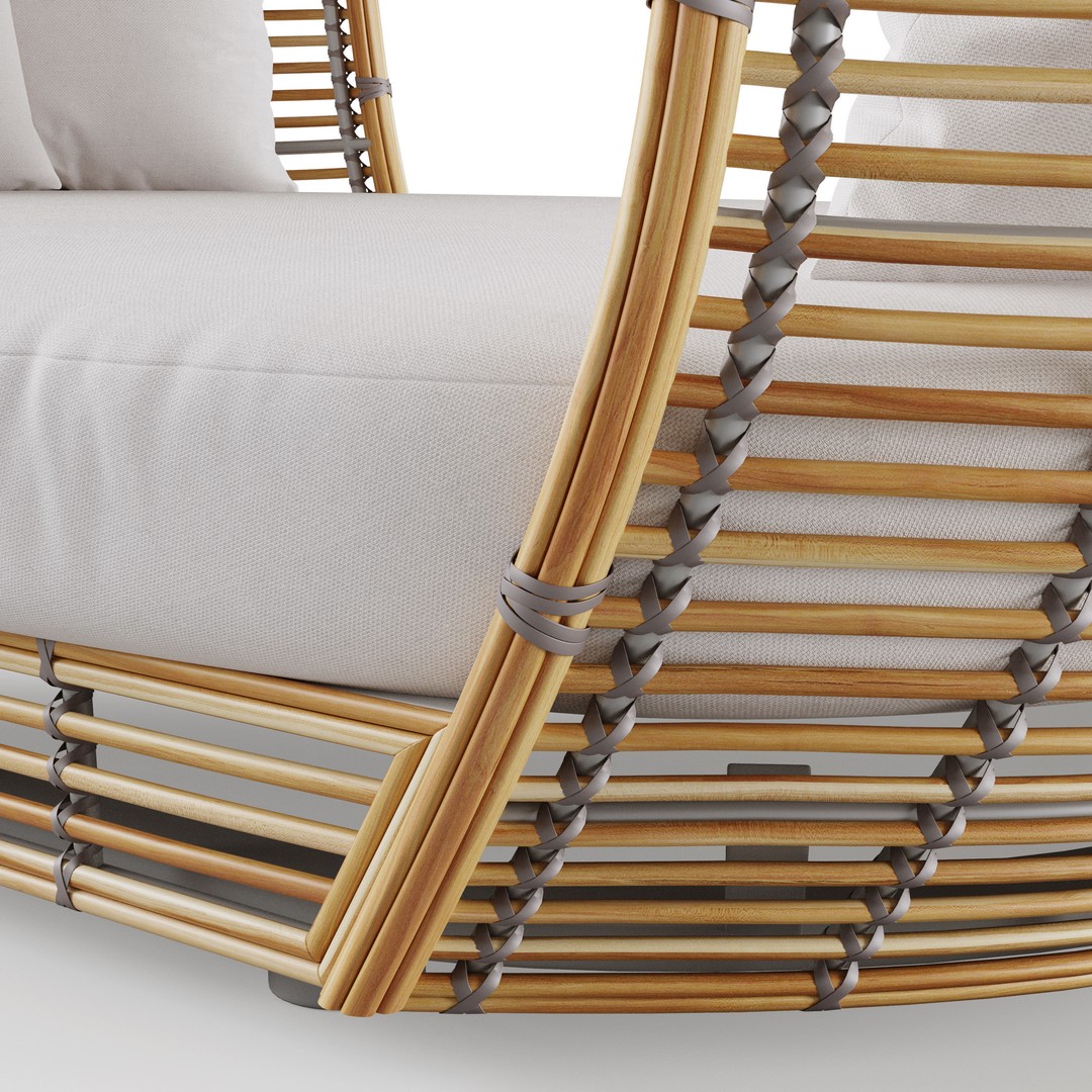 Amber Daybed 3D Model – Outdoor Rattan Lounge Furniture, FBX - View 4