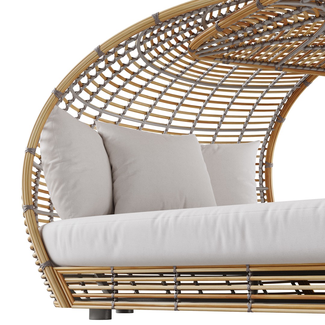 Amber Daybed 3D Model – Outdoor Rattan Lounge Furniture, FBX - View 5