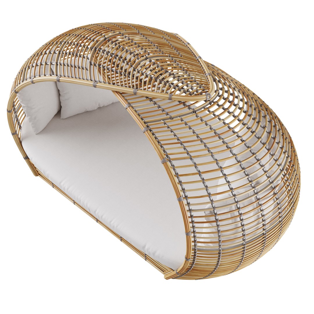 Amber Daybed 3D Model – Outdoor Rattan Lounge Furniture, FBX - View 6