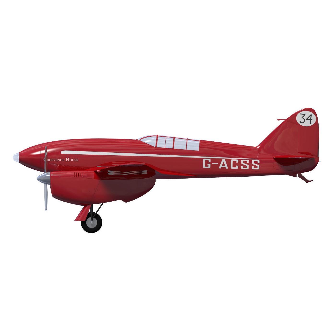 de Havilland DH88 Comet - Historic 3D Model - View 10