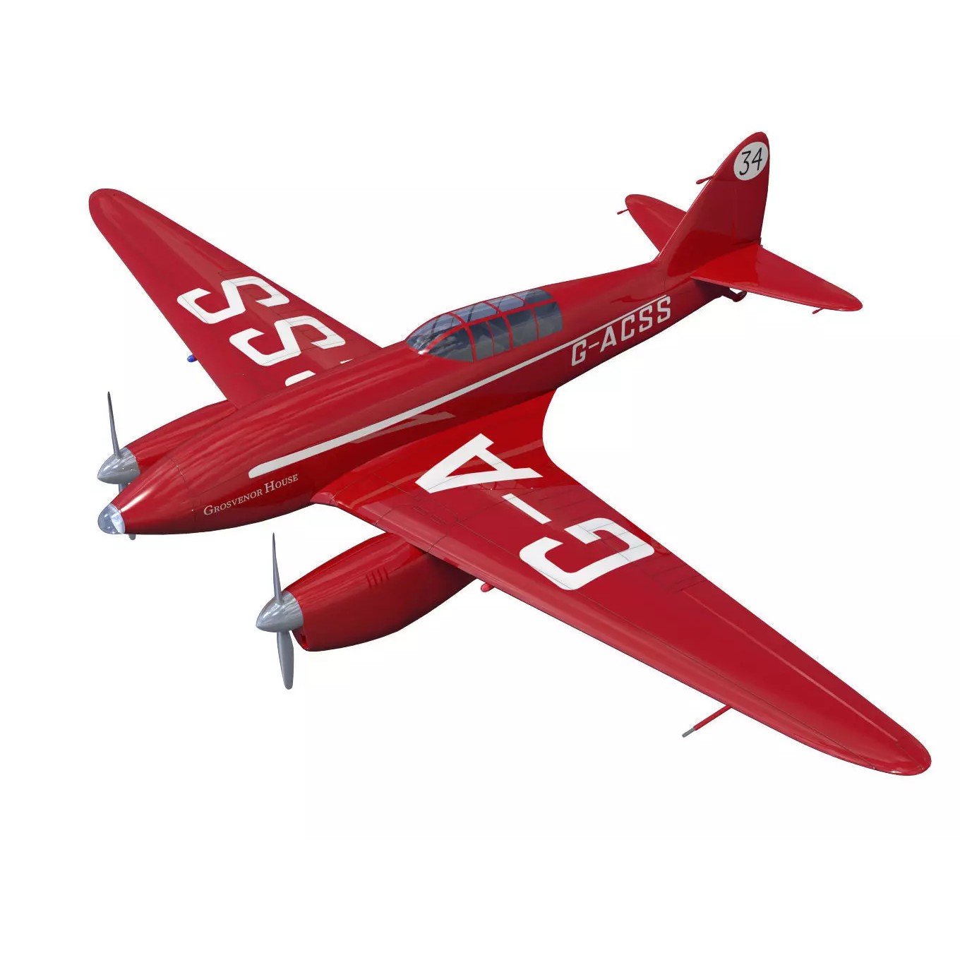 de Havilland DH88 Comet - Historic 3D Model - View 2