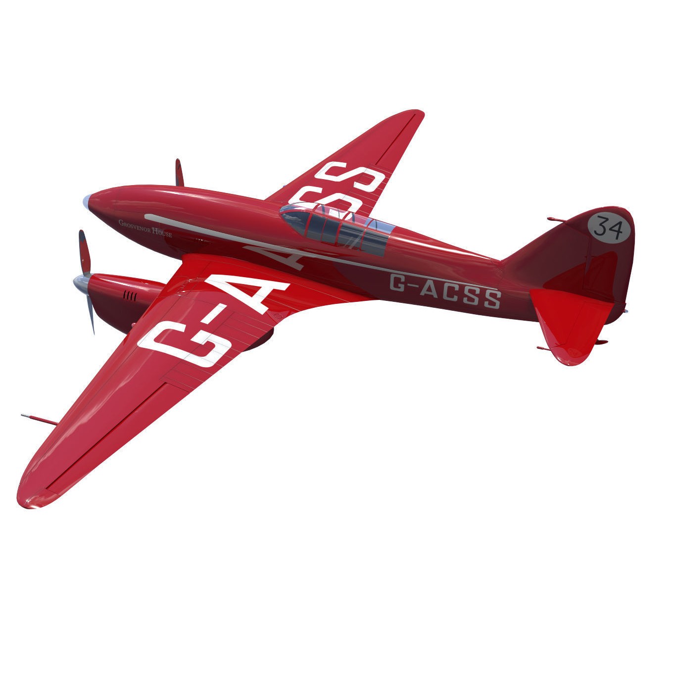 de Havilland DH88 Comet - Historic 3D Model - View 3