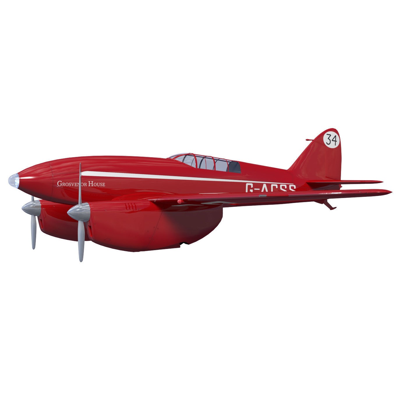 de Havilland DH88 Comet - Historic 3D Model - View 4