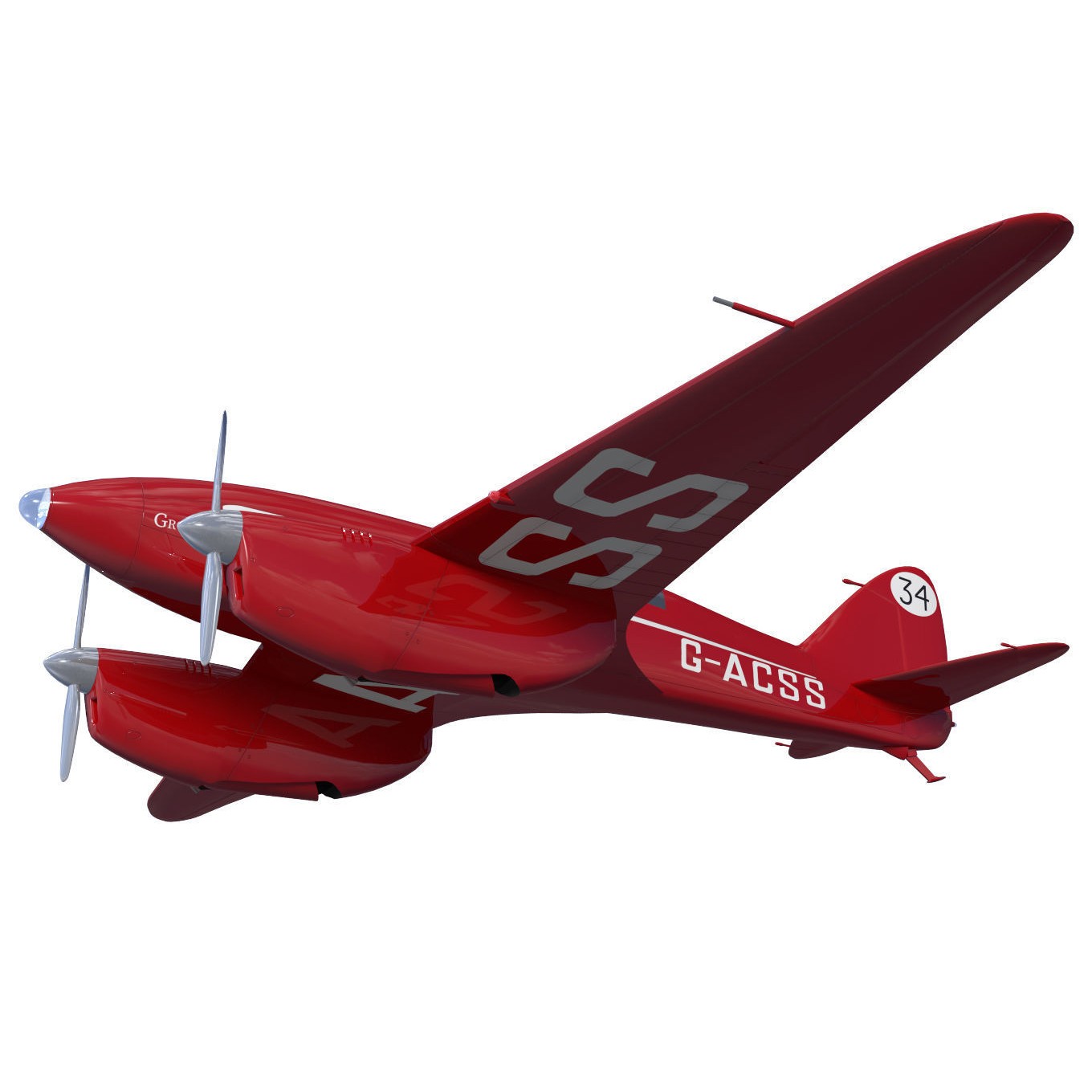 de Havilland DH88 Comet - Historic 3D Model - View 5