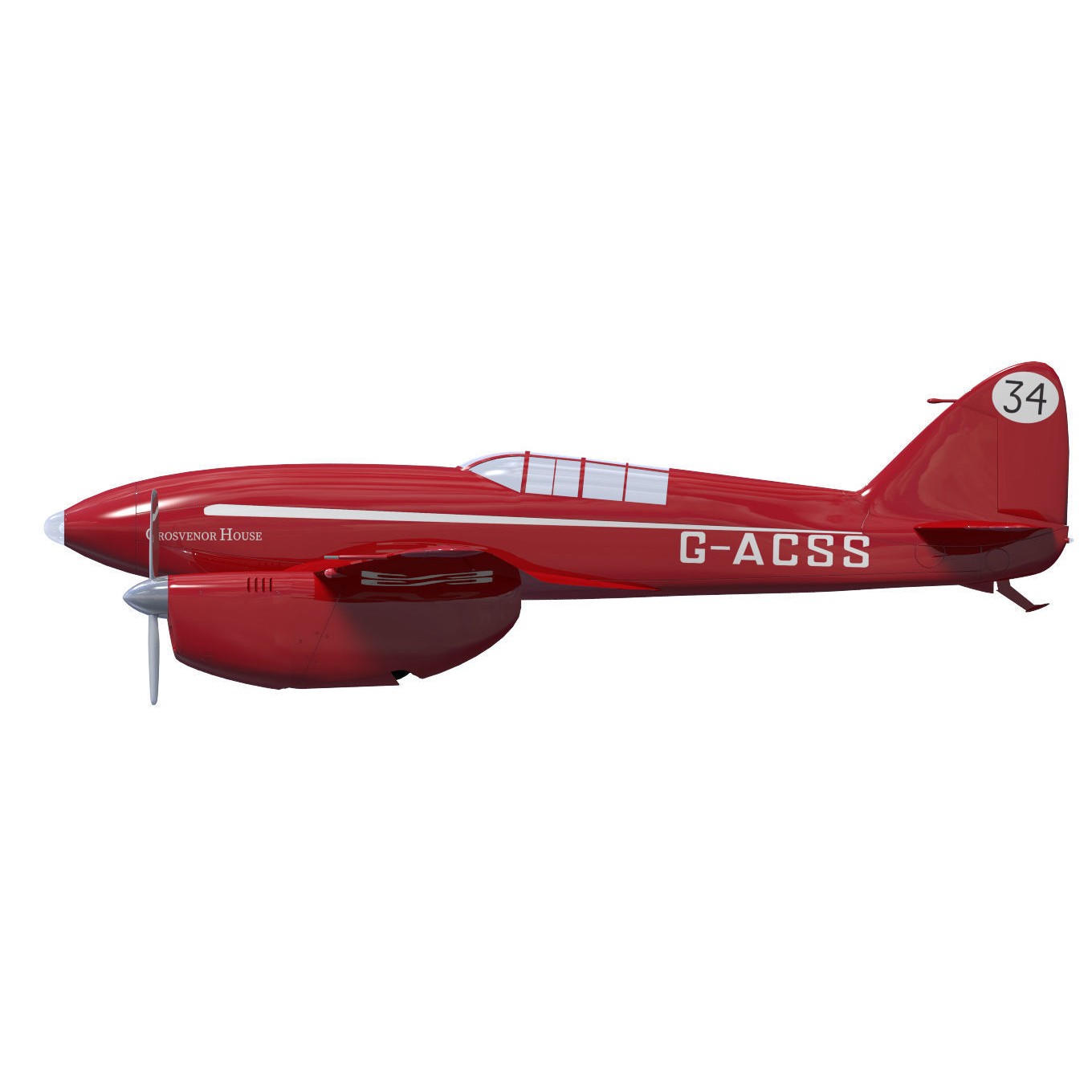 de Havilland DH88 Comet - Historic 3D Model - View 9