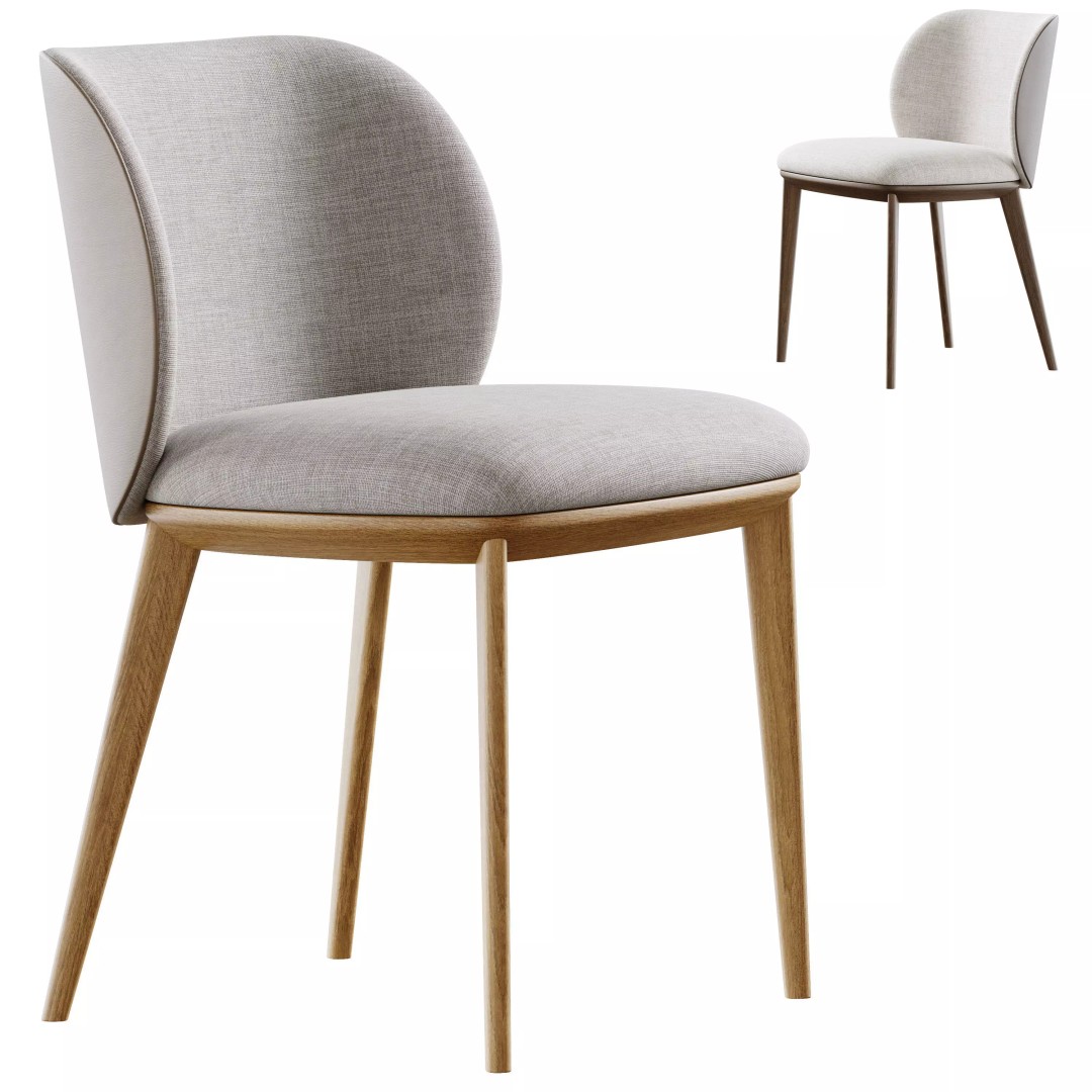 Johanna Side Chair 3D Model – Upholstered Dining Chair, FBX - View 2