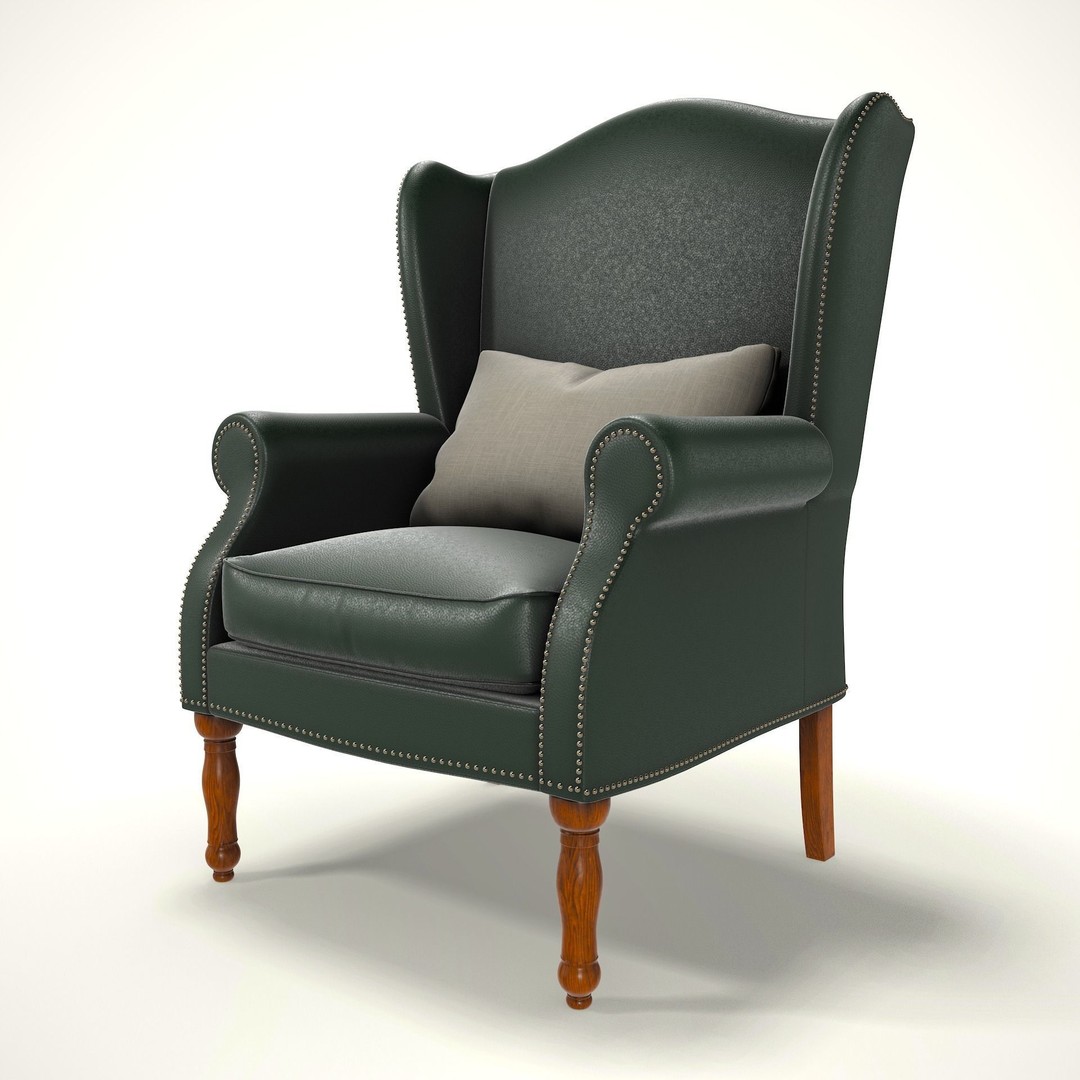 Wingback Chair 3D Model – Cozy Low-Poly Farmhouse Furniture, Blender, FBX - View 10