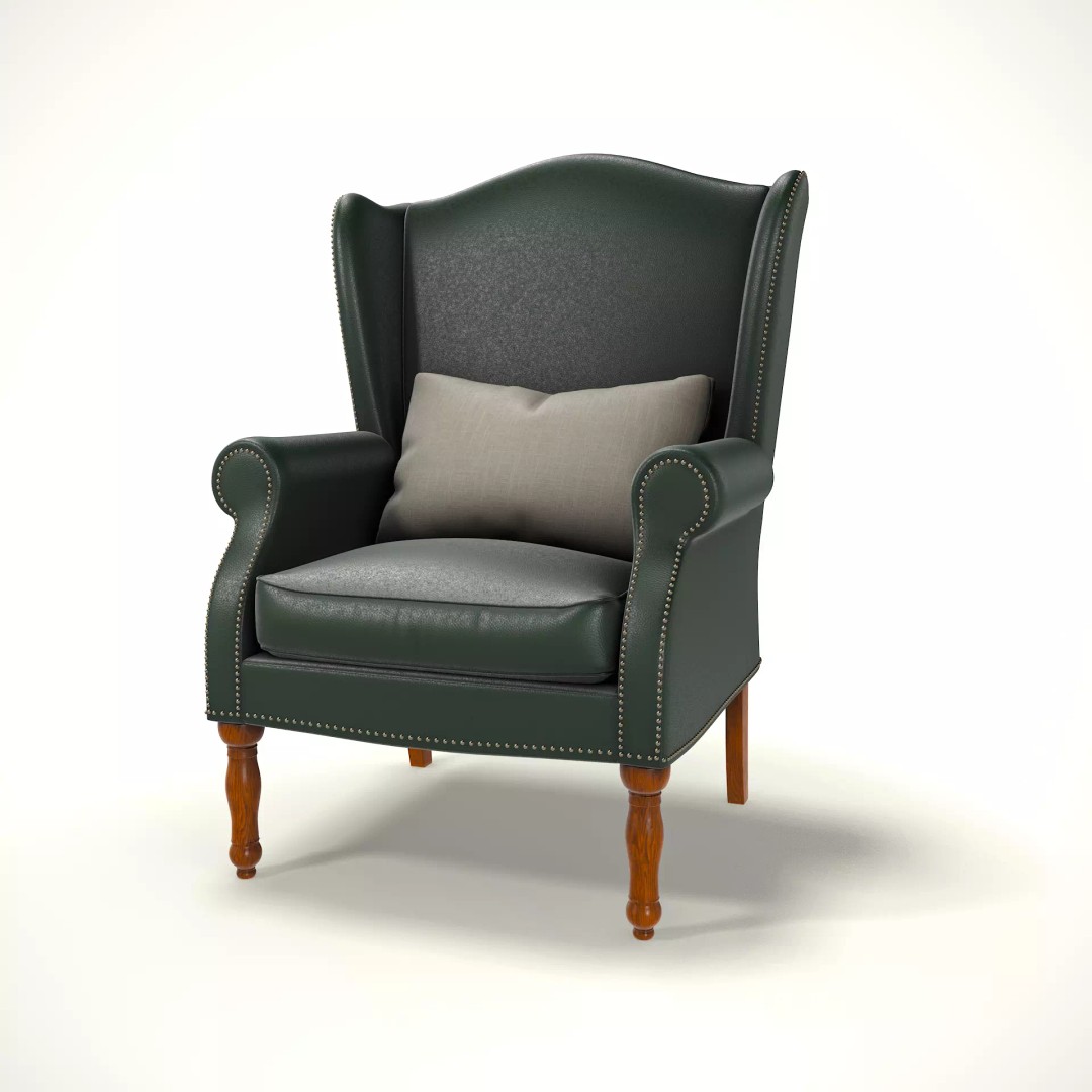 Wingback Chair 3D Model – Cozy Low-Poly Farmhouse Furniture, Blender, FBX - View 2