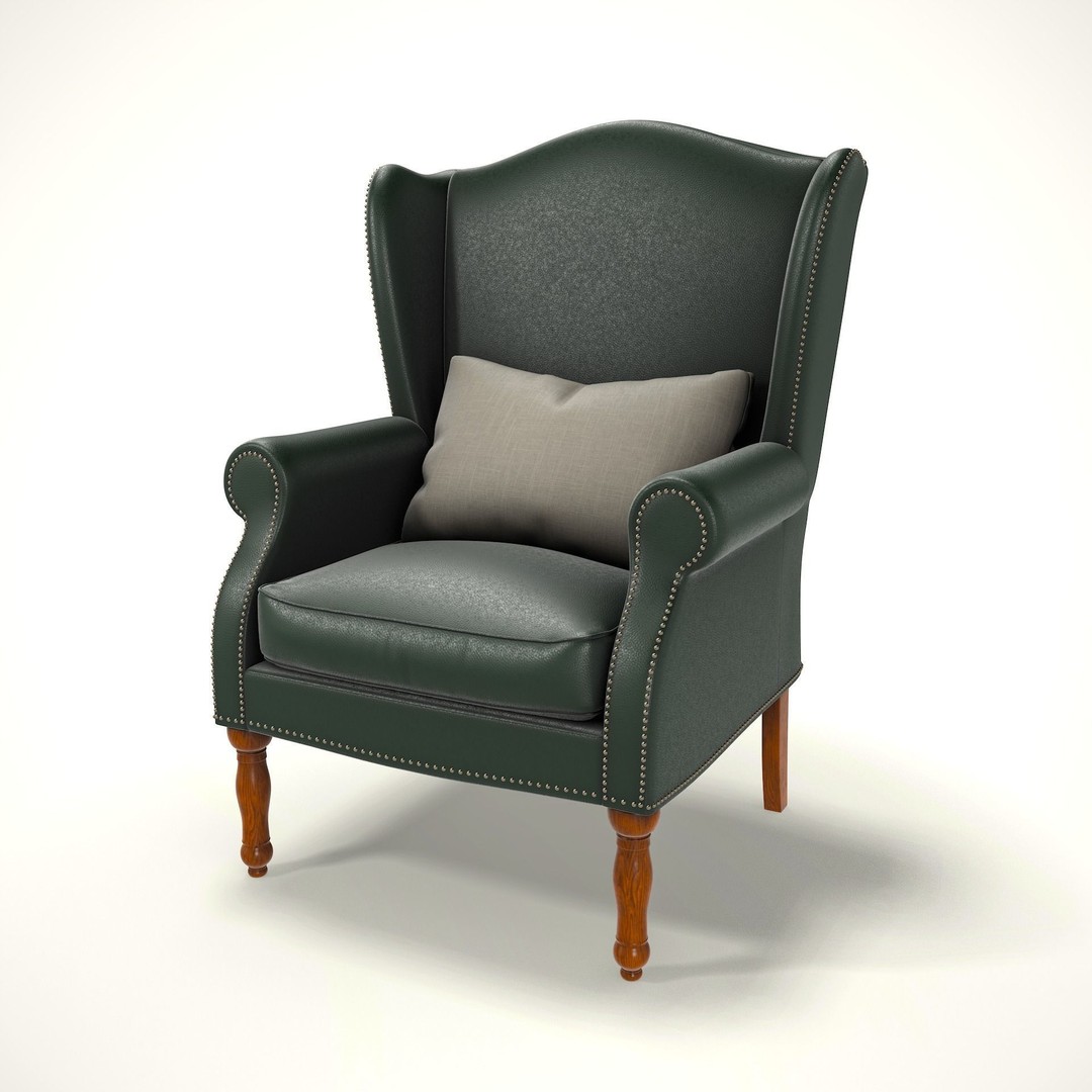 Wingback Chair 3D Model – Cozy Low-Poly Farmhouse Furniture, Blender, FBX - View 4