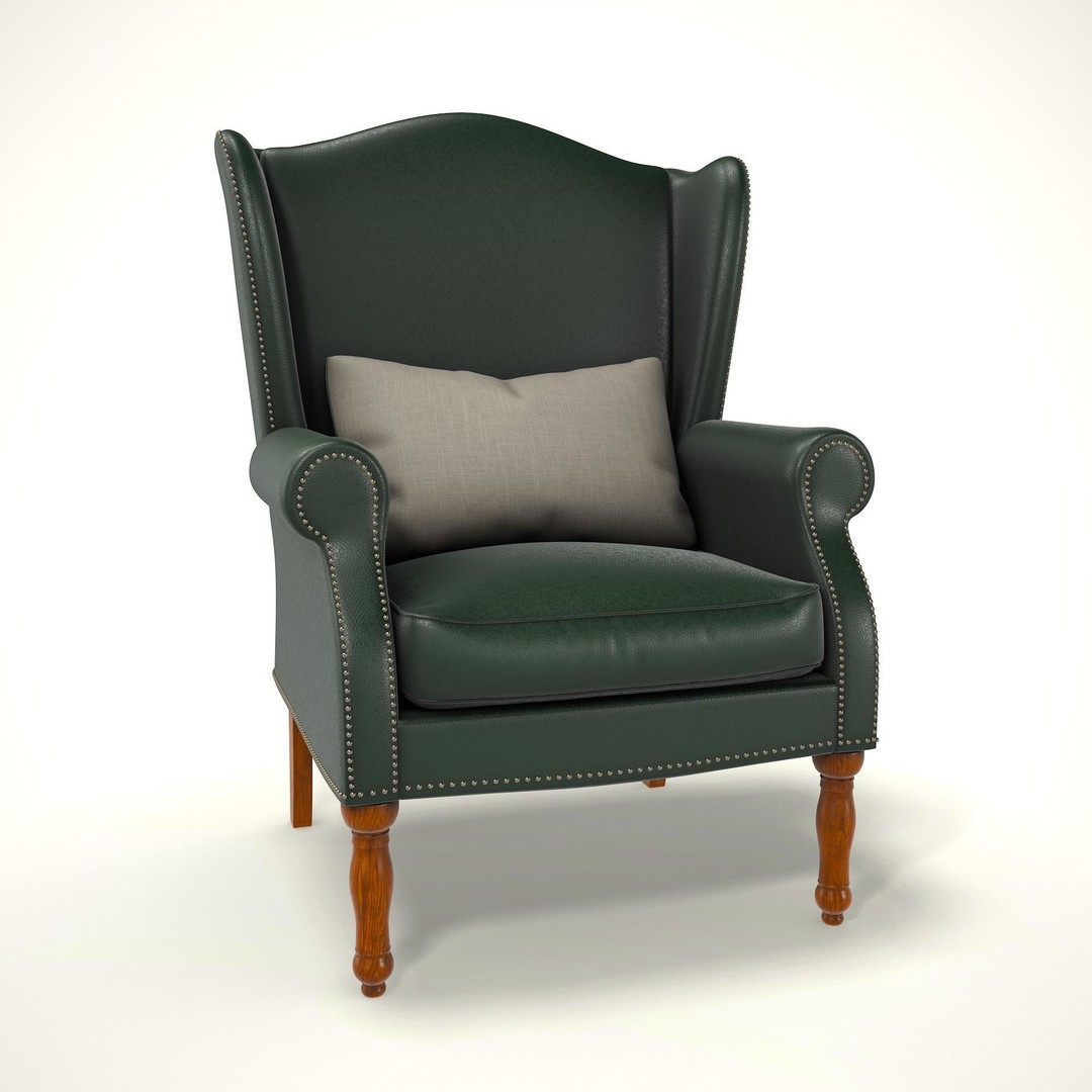 Wingback Chair 3D Model – Cozy Low-Poly Farmhouse Furniture, Blender, FBX - View 5