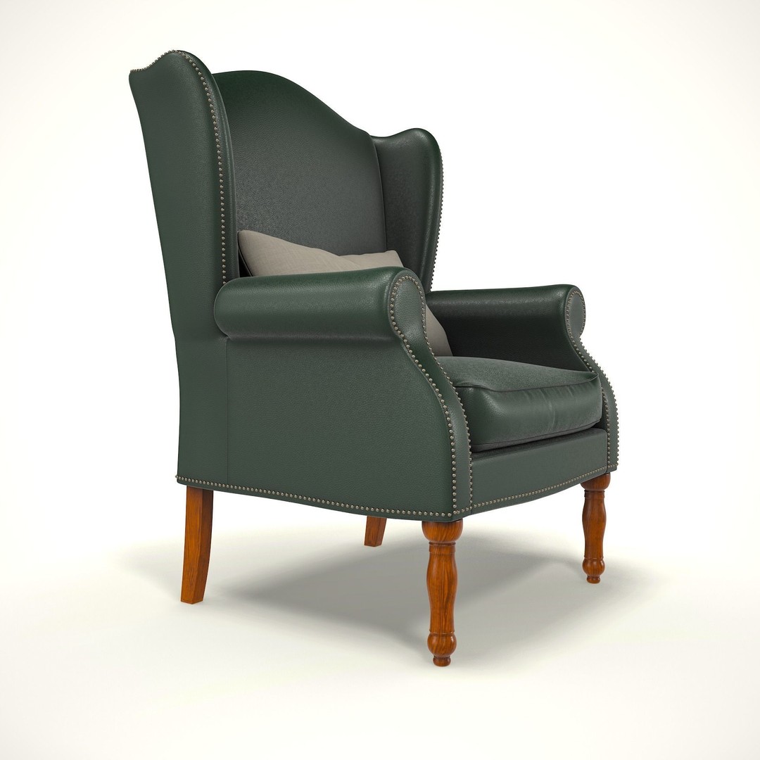 Wingback Chair 3D Model – Cozy Low-Poly Farmhouse Furniture, Blender, FBX - View 6