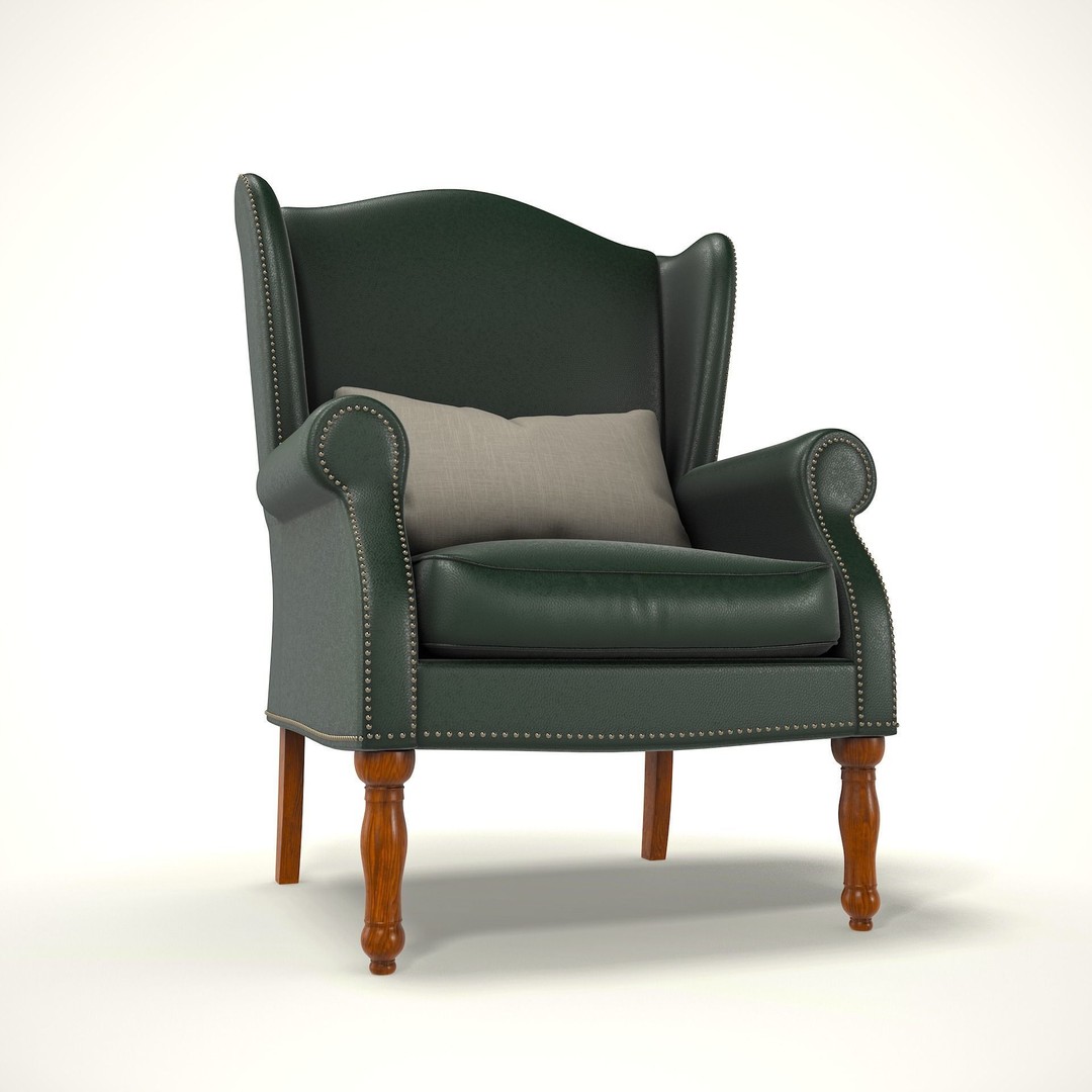 Wingback Chair 3D Model – Cozy Low-Poly Farmhouse Furniture, Blender, FBX - View 7