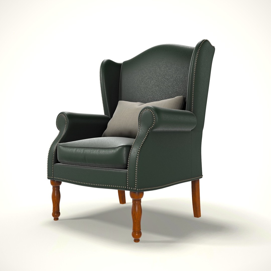 Wingback Chair 3D Model – Cozy Low-Poly Farmhouse Furniture, Blender, FBX - View 8