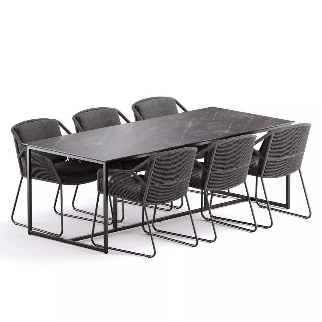 Woven Dining Set 3D Model – Outdoor Garden Furniture, FBX - View 2