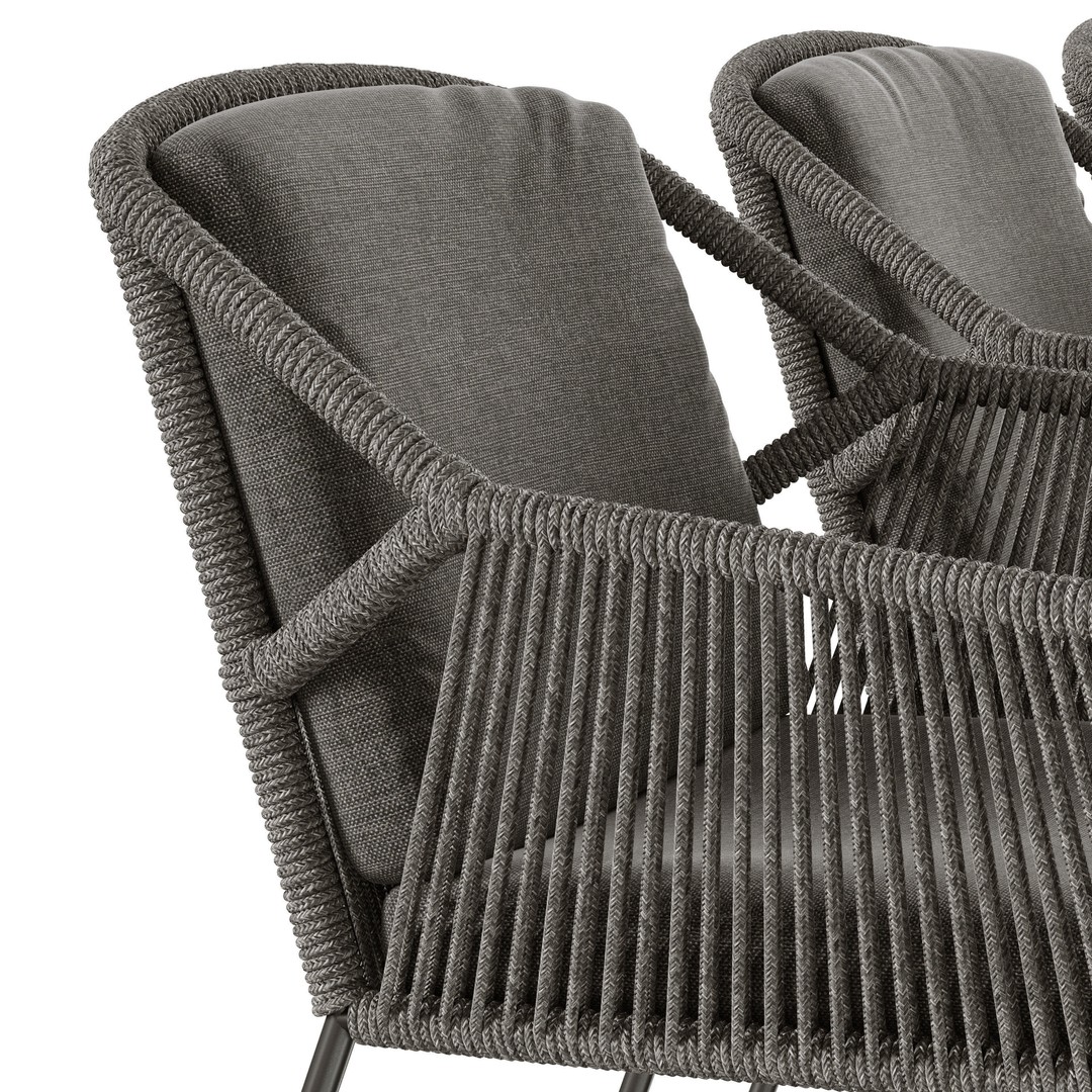 Woven Dining Set 3D Model – Outdoor Garden Furniture, FBX - View 4