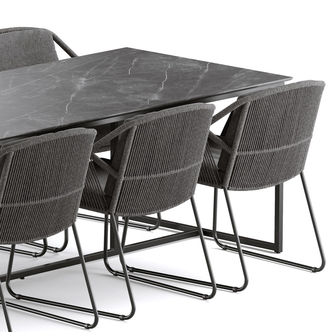 Woven Dining Set 3D Model – Outdoor Garden Furniture, FBX - View 6