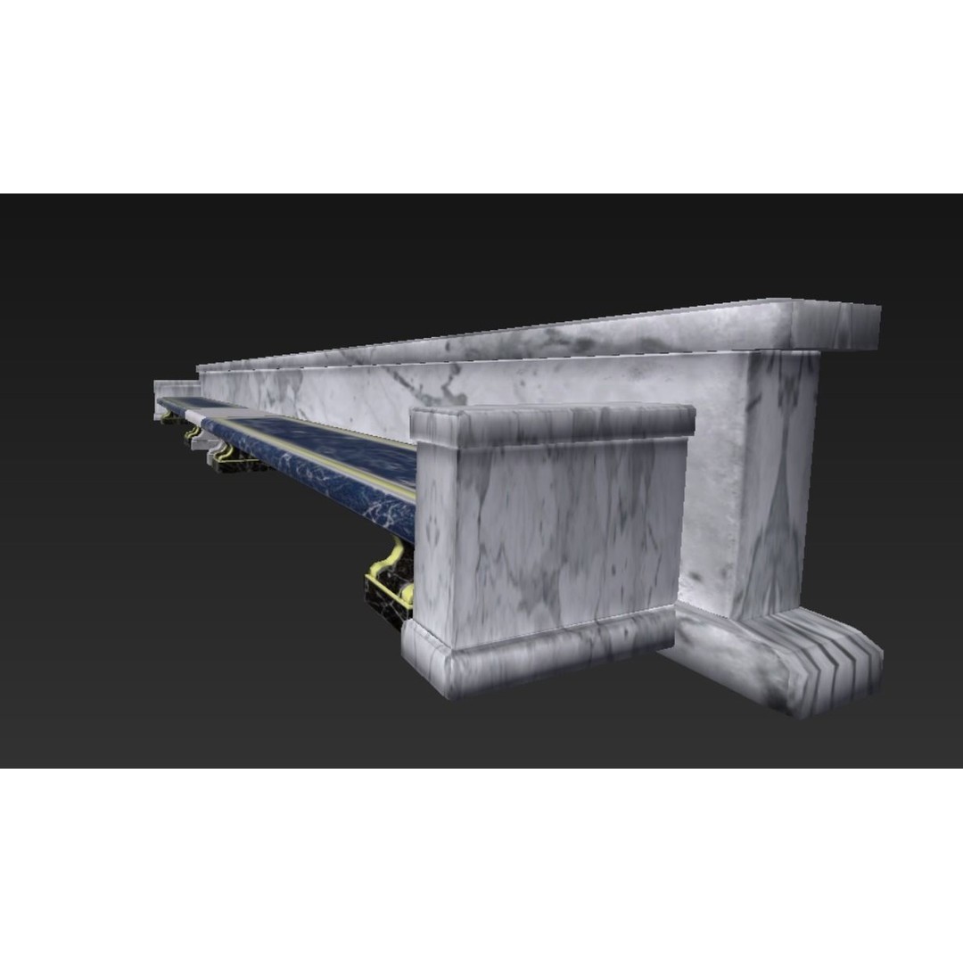 Roman Marble Bench 3D Model – Low Poly Architectural Decoration, FBX