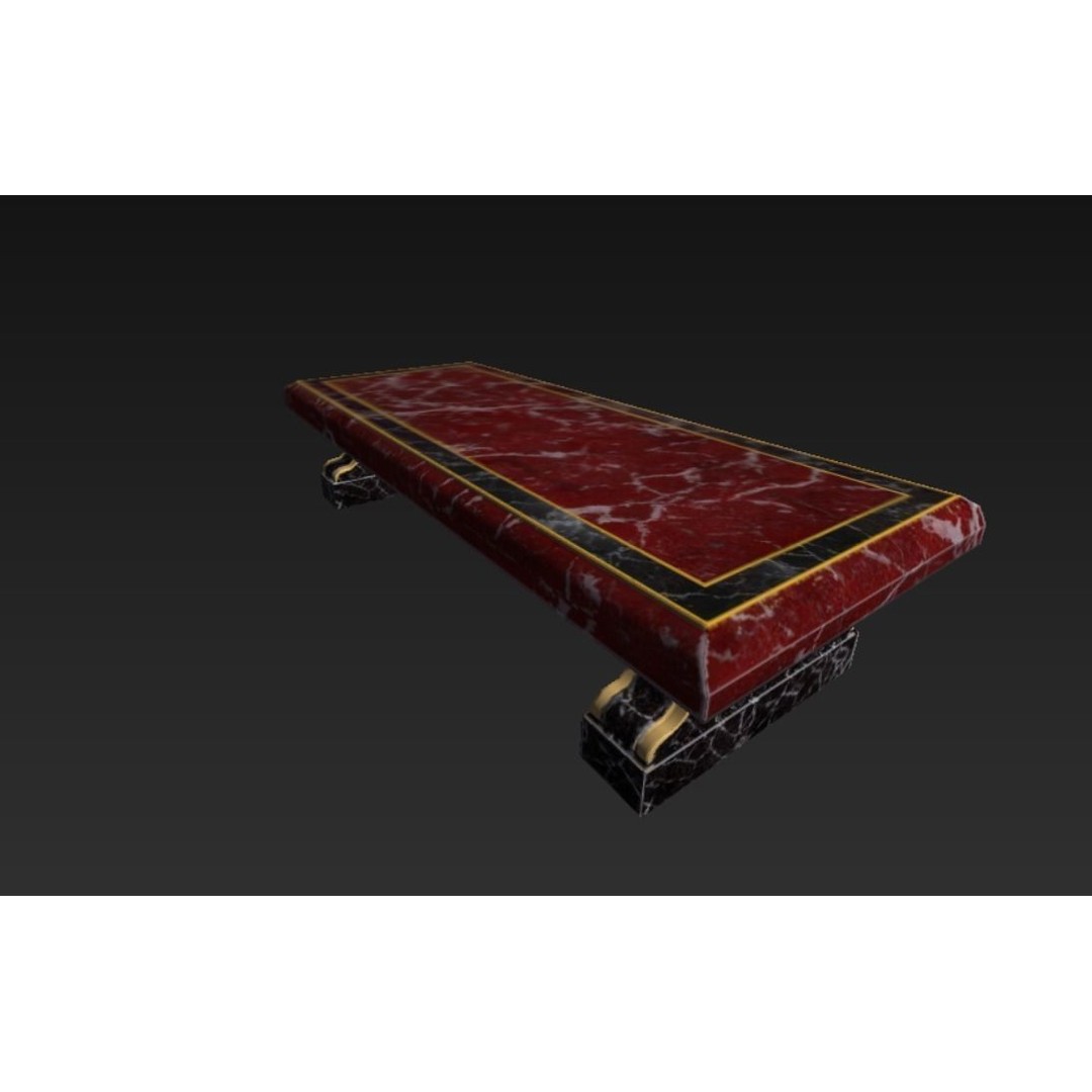 Roman Marble Bench 3D Model – Low Poly Architectural Decoration, FBX - View 10