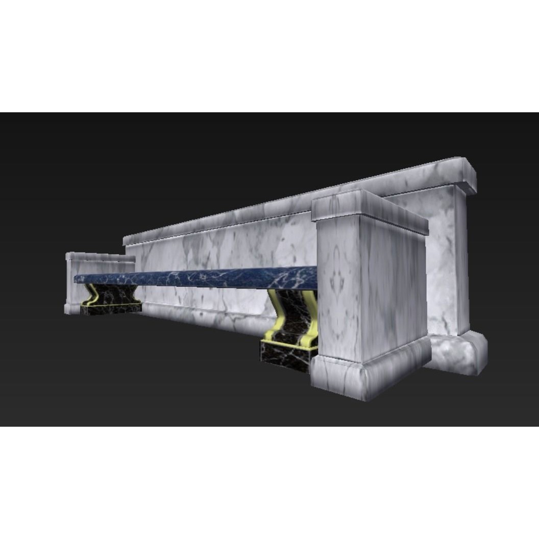Roman Marble Bench 3D Model – Low Poly Architectural Decoration, FBX - View 14