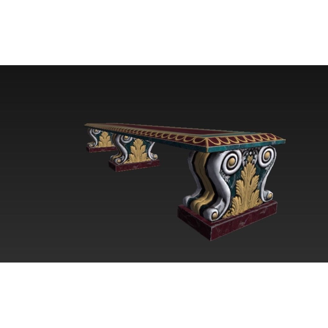 Roman Marble Bench 3D Model – Low Poly Architectural Decoration, FBX - View 15