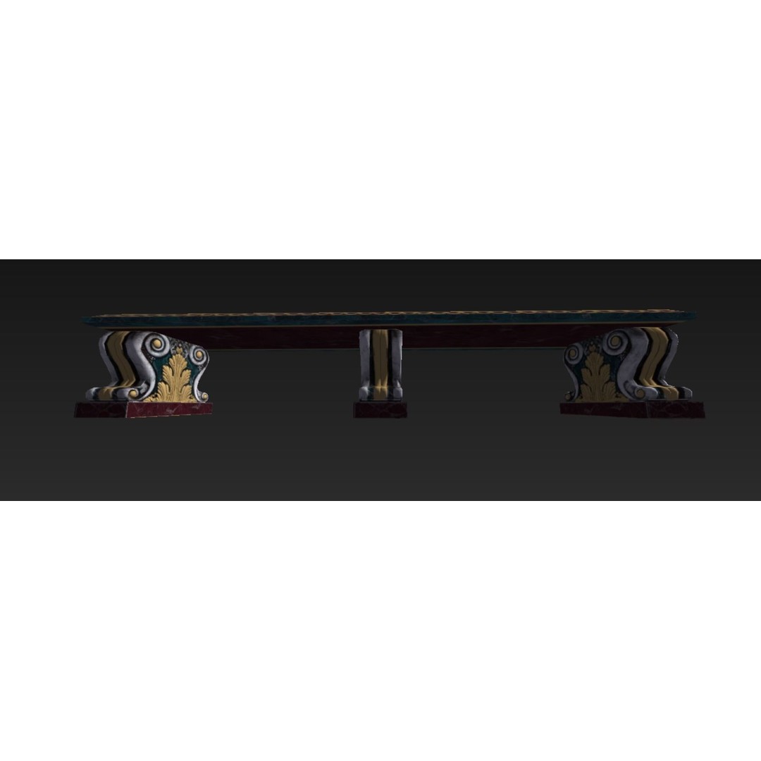 Roman Marble Bench 3D Model – Low Poly Architectural Decoration, FBX - View 17