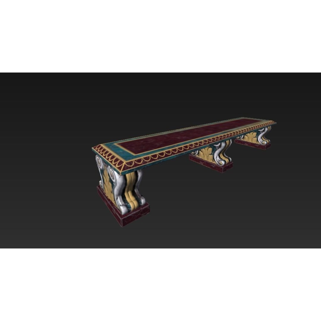 Roman Marble Bench 3D Model – Low Poly Architectural Decoration, FBX - View 18