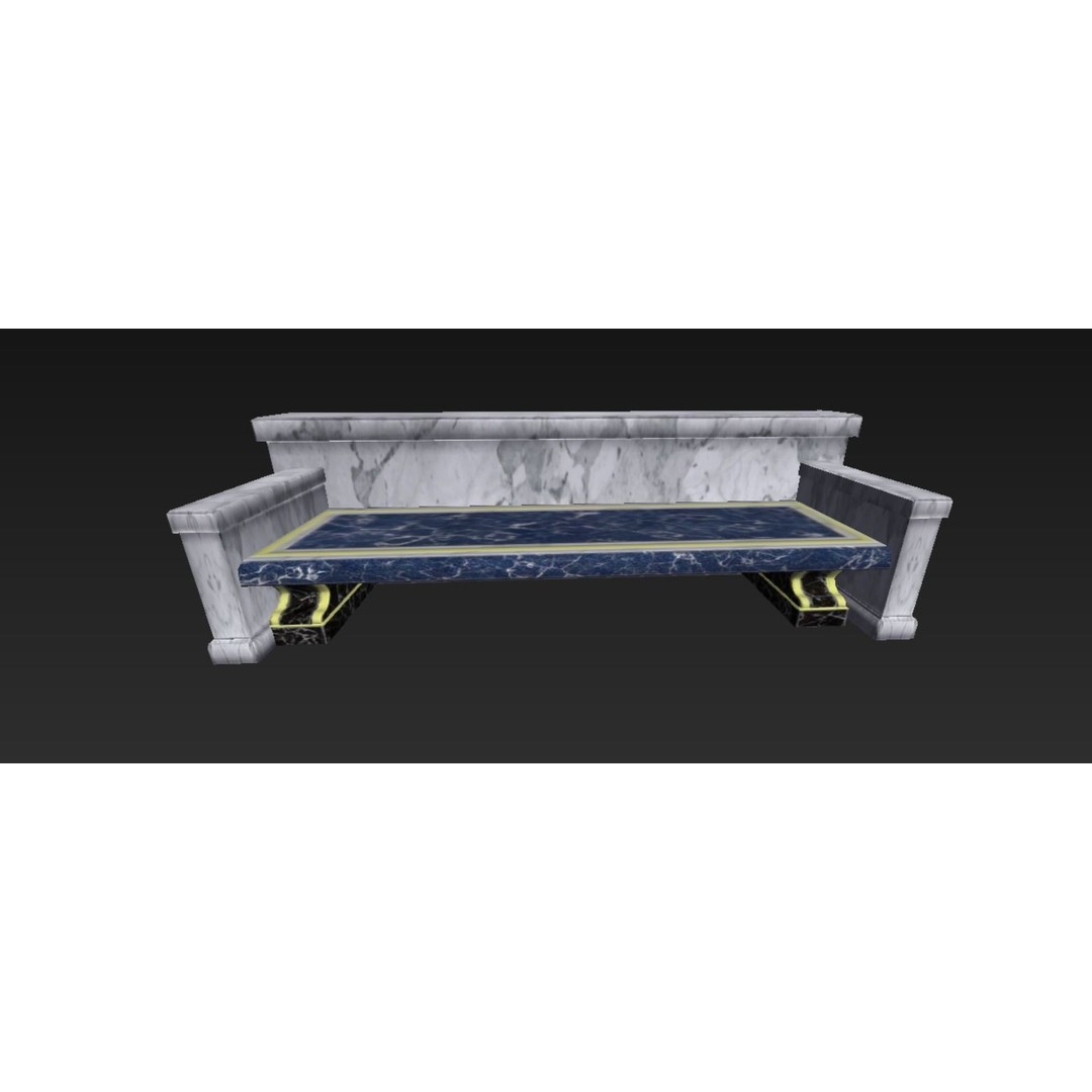 Roman Marble Bench 3D Model – Low Poly Architectural Decoration, FBX - View 3