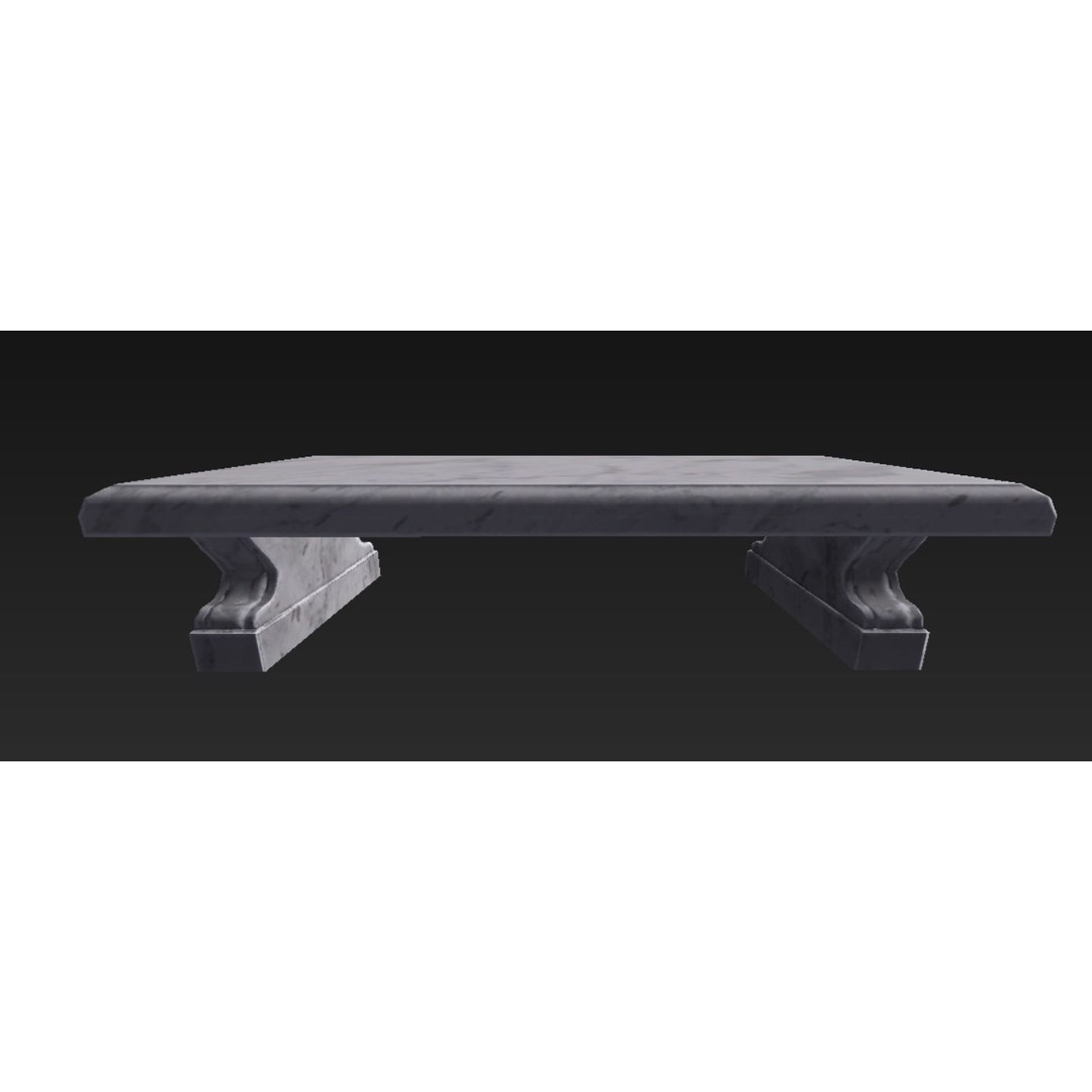Roman Marble Bench 3D Model – Low Poly Architectural Decoration, FBX - View 4